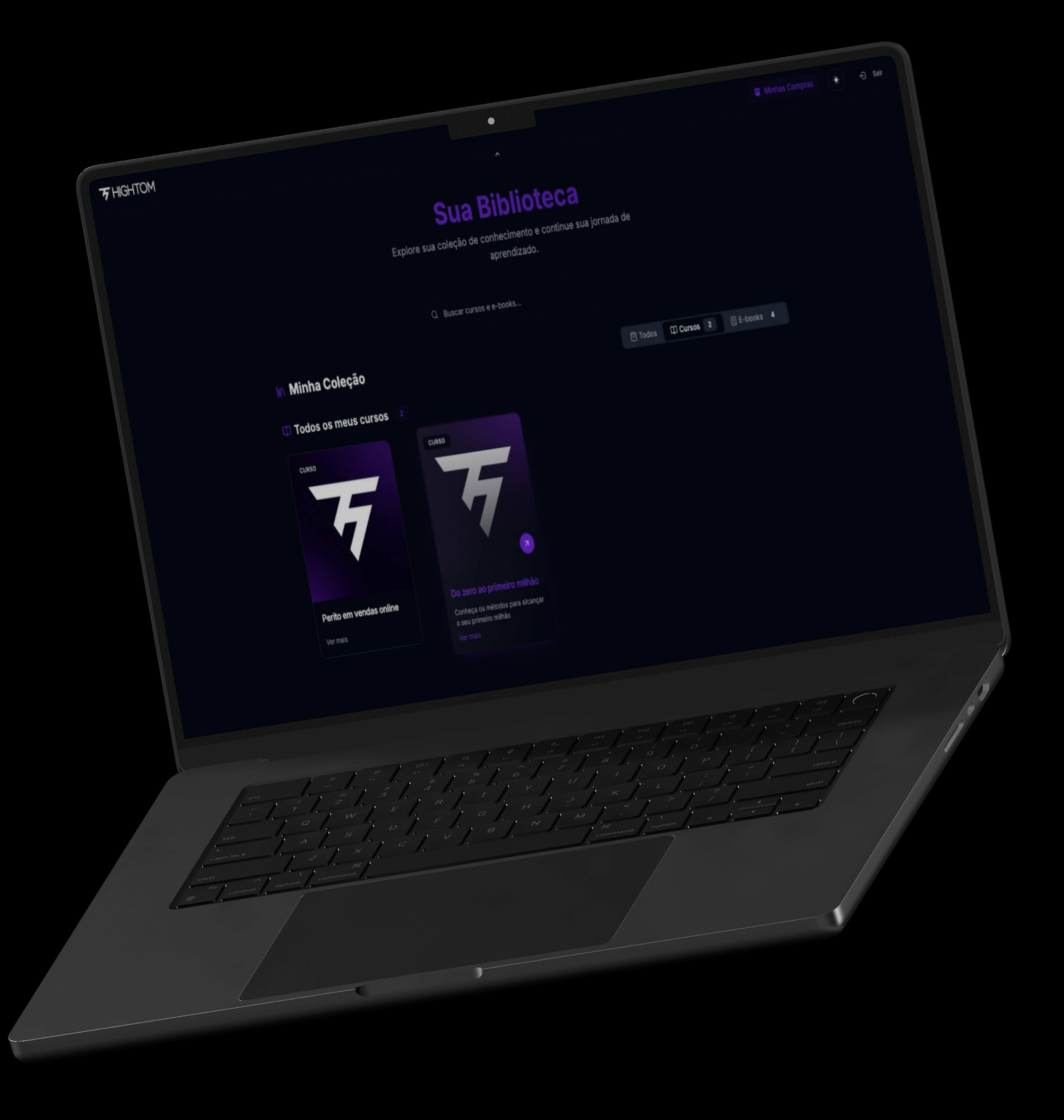 MacBook Dashboard Interface - Área de Membros
